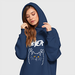 Женское худи-платье Slayer rock cat, цвет: тёмно-синий — фото 2
