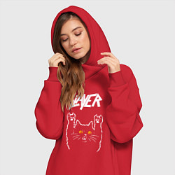 Женское худи-платье Slayer rock cat, цвет: красный — фото 2