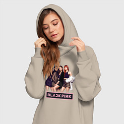 Женское худи-платье Rose Blackpink kpop, цвет: миндальный — фото 2