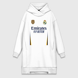 Женское худи-платье Реал Мадрид форма 2324 домашняя, цвет: белый