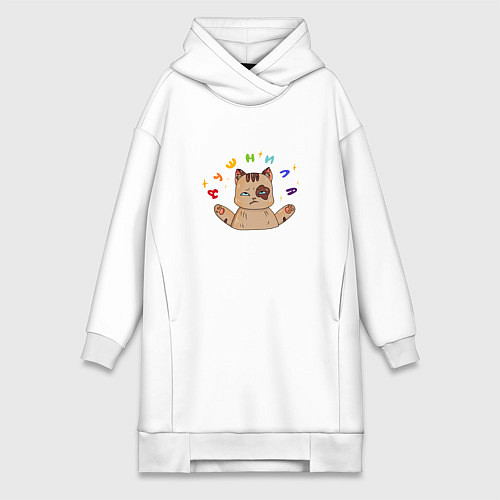 Женская толстовка-платье Котик душнила / Белый – фото 1