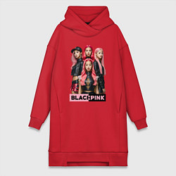 Женское худи-платье Блэкпинк постер, цвет: красный