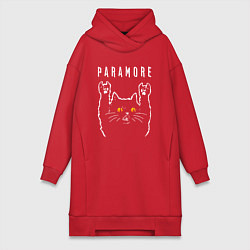 Женское худи-платье Paramore rock cat, цвет: красный