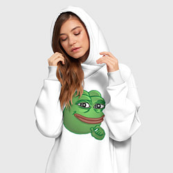 Женское худи-платье Лягушонок Пепе не доволен тобой, цвет: белый — фото 2