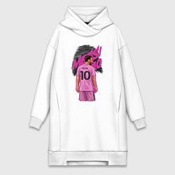 Женское худи-платье Лионель Месси Интер Майами 10, цвет: белый