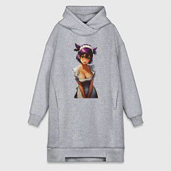 Женское худи-платье Лена служанка из Бесконечного лета, цвет: меланж