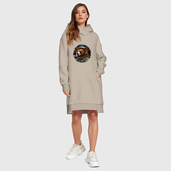 Женское худи-платье Медведь космонавт, цвет: миндальный — фото 2