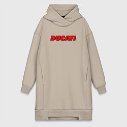 Женское худи-платье Ducati - красный градиент, цвет: миндальный