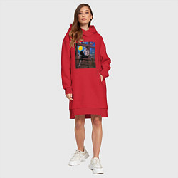 Женское худи-платье Берсерк под небом Ван Гога, цвет: красный — фото 2