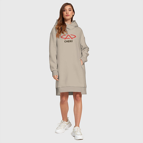Женская толстовка-платье Chery Logo / Миндальный – фото 4