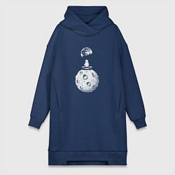 Женское худи-платье Moon spaceman, цвет: тёмно-синий