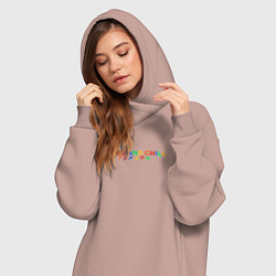 Женское худи-платье Anime and chill, цвет: пыльно-розовый — фото 2