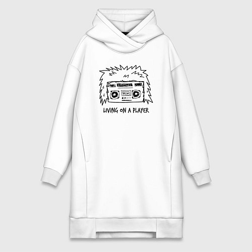 Женская толстовка-платье Living on a player / Белый – фото 1