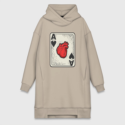 Женская толстовка-платье Туз сердца / Миндальный – фото 1