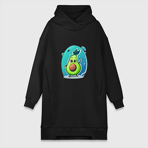 Женская толстовка-платье Cute avocado / Черный – фото 1