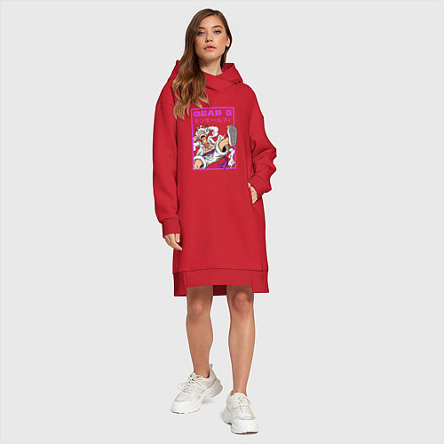 Женская толстовка-платье One piece - gear 5 белый / Красный – фото 4