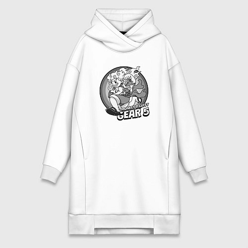 Женская толстовка-платье Луффи - gear 5 - старый мультик / Белый – фото 1