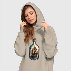 Женское худи-платье Кораблик в бутылке, цвет: миндальный — фото 2