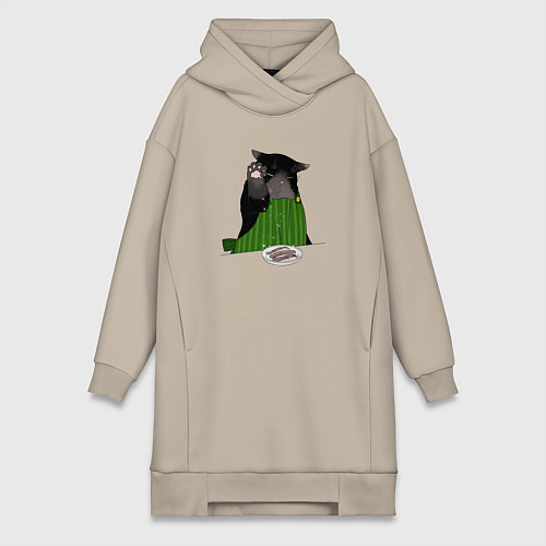 Женская толстовка-платье Кот повар / Миндальный – фото 1