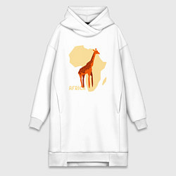 Женское худи-платье Жираф из Африки, цвет: белый