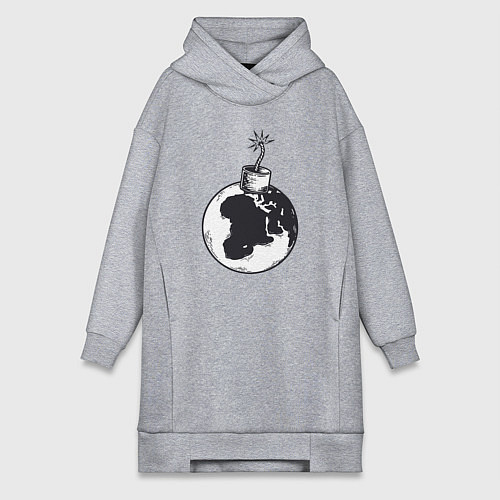 Женская толстовка-платье Bomb planet / Меланж – фото 1
