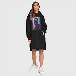 Женское худи-платье Зомби скелет в стиле киберпанк, цвет: черный — фото 2