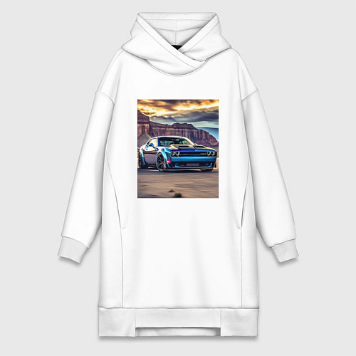 Женская толстовка-платье Авто Додж Челленджер / Белый – фото 1