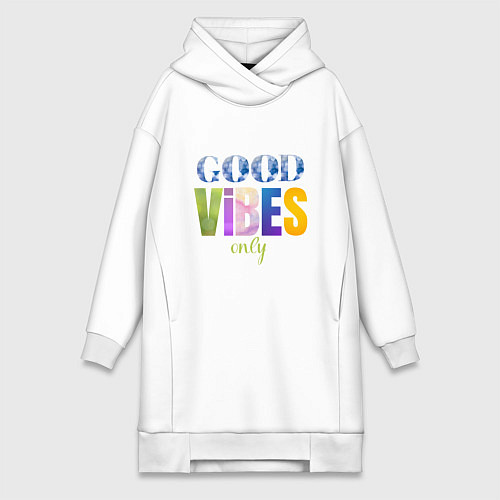 Женская толстовка-платье  Good vibes only / Белый – фото 1