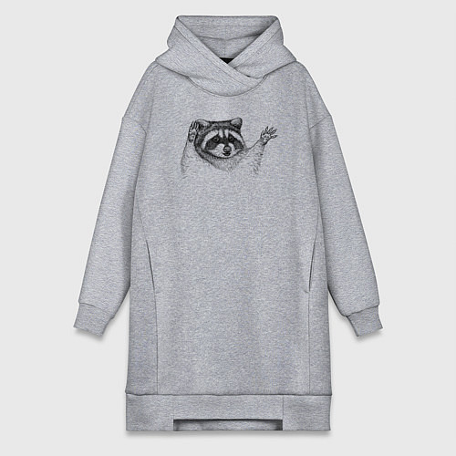 Женская толстовка-платье Енот пугает / Меланж – фото 1