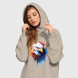 Женское худи-платье Граффити с орлом, цвет: миндальный — фото 2