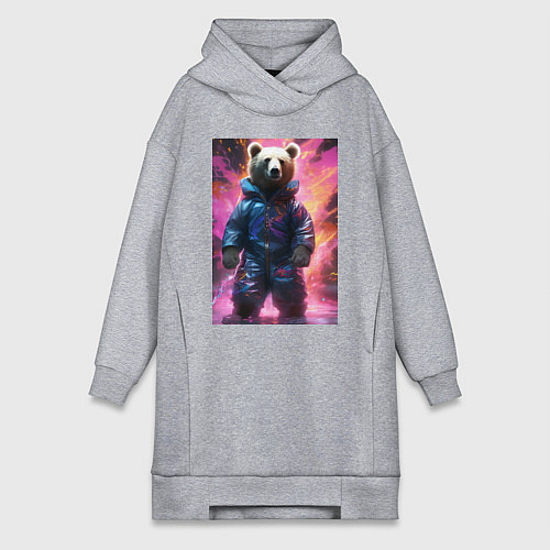Женская толстовка-платье Мишка таптышка / Меланж – фото 1