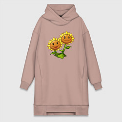 Женская толстовка-платье Двойные подсолнухи