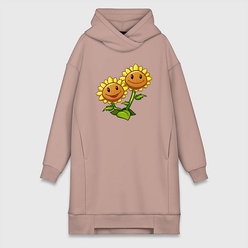 Женская толстовка-платье Двойные подсолнухи / Пыльно-розовый – фото 1