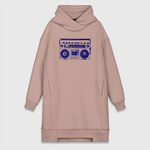 Женская толстовка-платье Магнитофон / Пыльно-розовый – фото 1