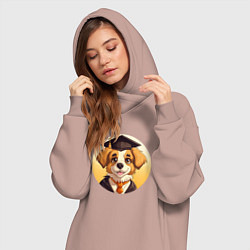 Женское худи-платье Собачка-ученик, цвет: пыльно-розовый — фото 2