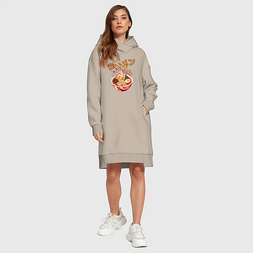Женская толстовка-платье Ramen Рамен / Миндальный – фото 4