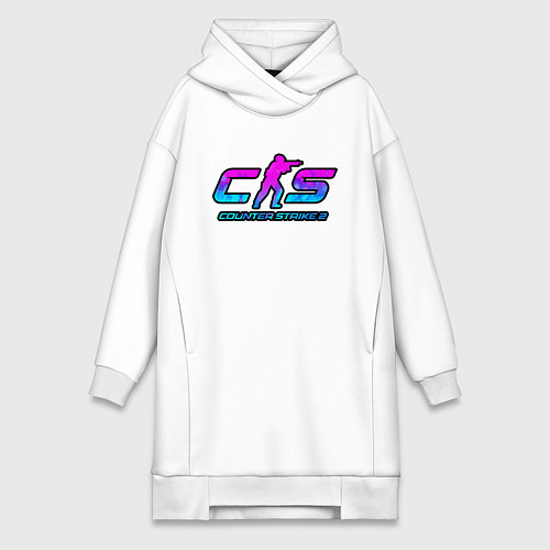 Женская толстовка-платье КС 2 лого неон / Белый – фото 1