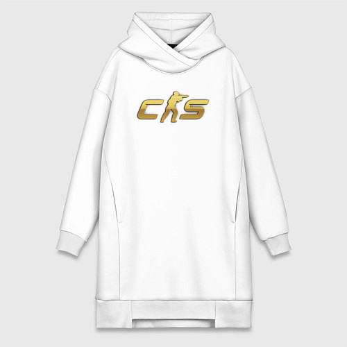 Женская толстовка-платье CS 2 gold logo / Белый – фото 1