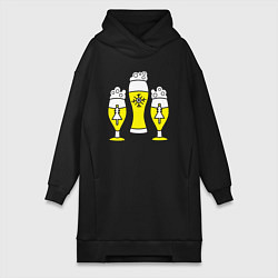 Женское худи-платье New year beer, цвет: черный