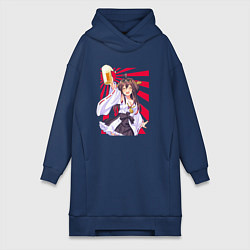 Женское худи-платье Пиво - тян, цвет: тёмно-синий