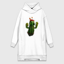 Женское худи-платье PvZ cactus, цвет: белый