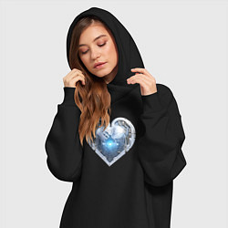 Женское худи-платье Киберсердце, цвет: черный — фото 2