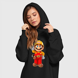 Женское худи-платье Марио-строитель, цвет: черный — фото 2