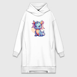 Женское худи-платье Cute dragon cat, цвет: белый
