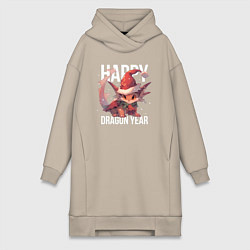 Женское худи-платье Happy Dragon year, цвет: миндальный