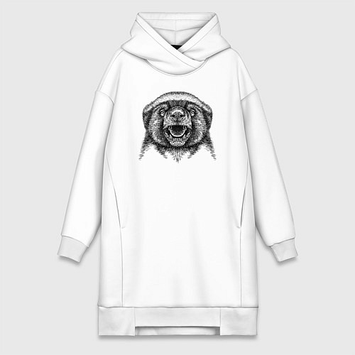 Женская толстовка-платье Медоед рычит / Белый – фото 1
