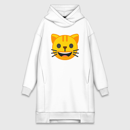 Женская толстовка-платье Жёлтый котик счастлив / Белый – фото 1