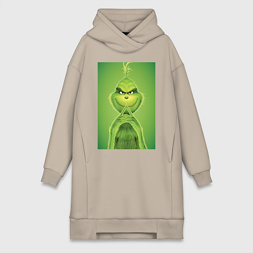 Женская толстовка-платье Коварный Гринч похититель Рождества / Миндальный – фото 1