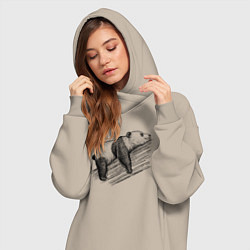 Женское худи-платье Панда спит на дереве, цвет: миндальный — фото 2