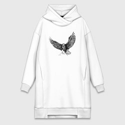 Женское худи-платье Орёл машет крыльями, цвет: белый